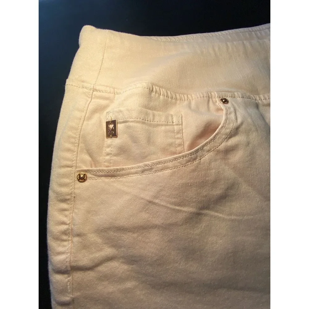 Belle Kim Gravel 26w Cut‎ Off Modal Shorts Distressed Pink Stretch Festival Boho